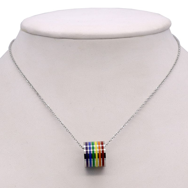 Rainbow Barrel Necklace (Silver)