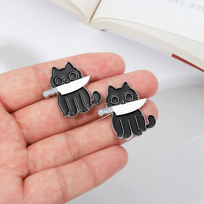 Knife Cat Pronoun Pins
