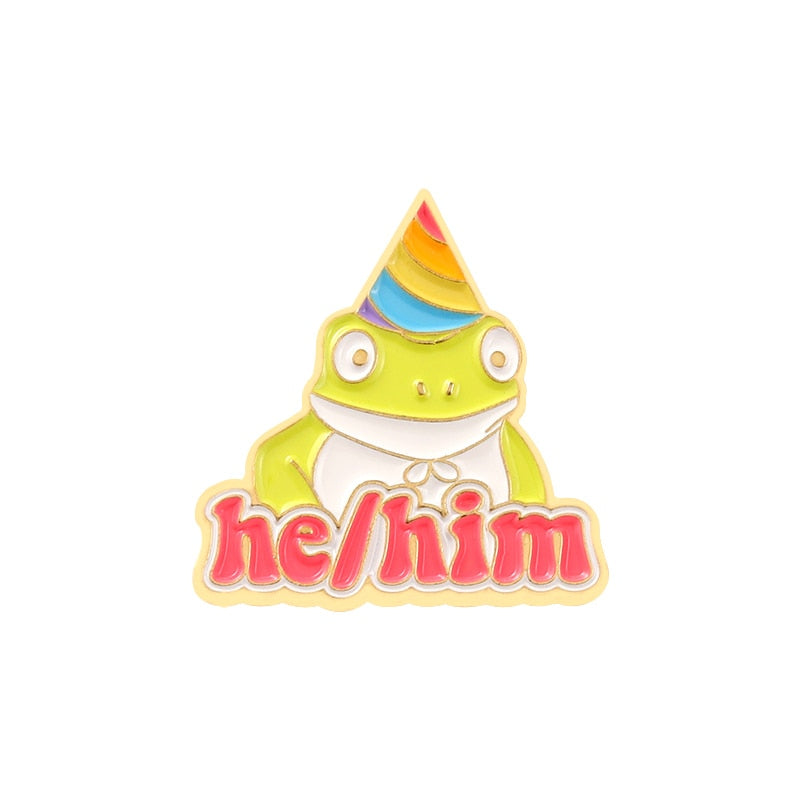 Friendly Frogs Pronoun Pins