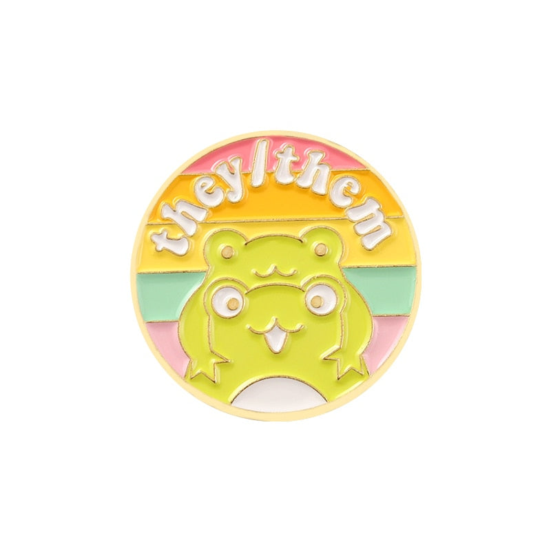Friendly Frogs Pronoun Pins