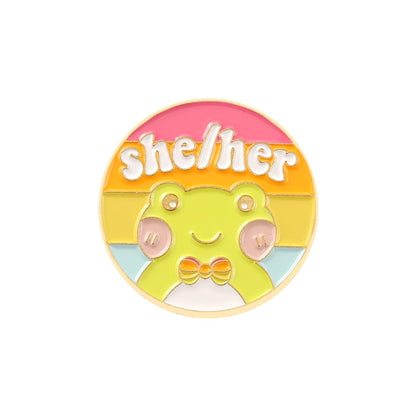 Friendly Frogs Pronoun Pins