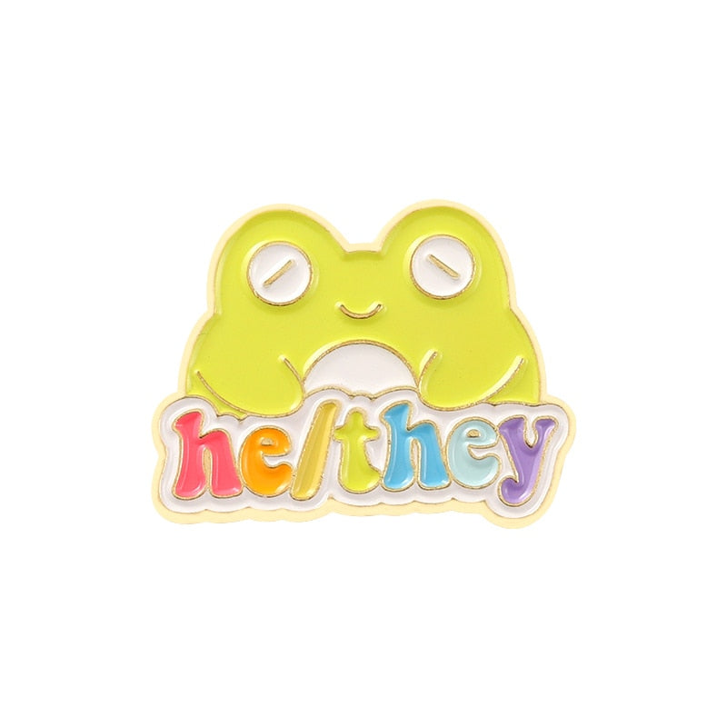 Friendly Frogs Pronoun Pins