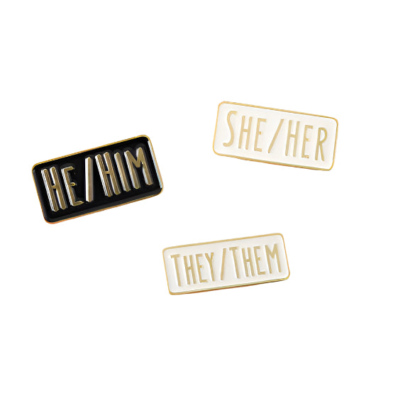 Black & White Pronoun Bar Pins
