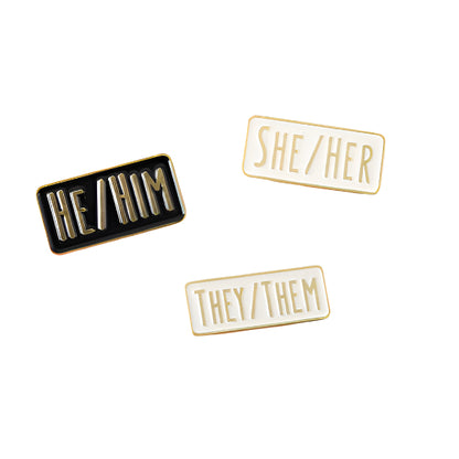 Black & White Pronoun Bar Pins