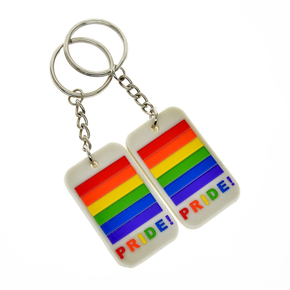 Rainbow Stripe Silicone Keychain